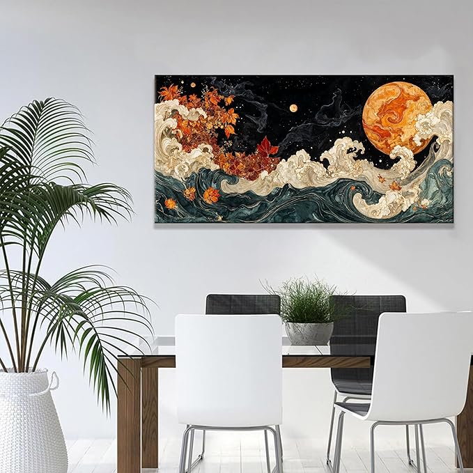 Suconvng Modern Boho Abstract Wall Artwork Canvas Art Wall Decor Pictures Painting Colorful Abstract Aesthetic Wall Decor For Living Room Bedroom Dining Room Home Office Artwork 24" × 48"