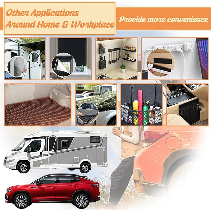 TEUVO 4.3" X 19.7FT Non Slip Car Camping Mattress Pad Tape for SUV Stop Car Bed Sleeping Pad from Sliding, High Thermostability Self Adhesive Hook and Loop Tape Car SUV Mattress Memory Foam Anti Slip