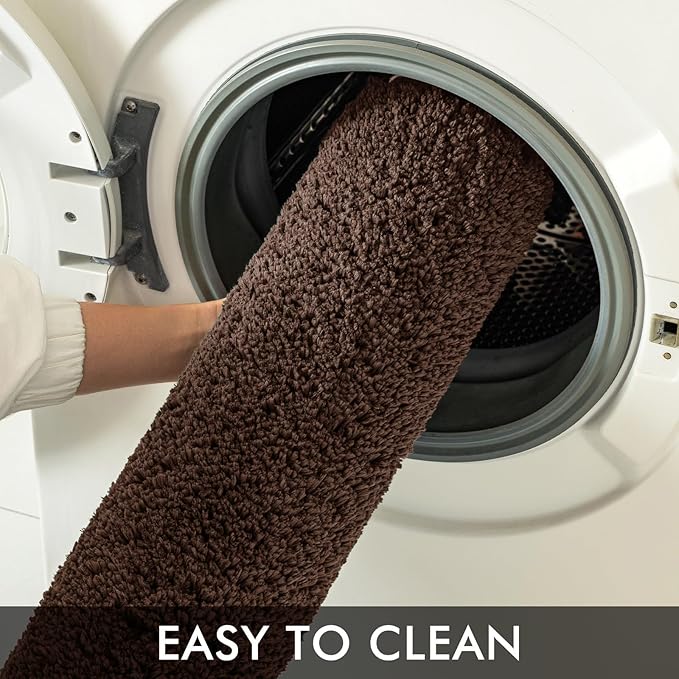 MIULEE Extra Thick Non Slip Bathroom Rug Shaggy Soft Bath Mat Plush Microfiber Absorbent Water for Shower Tub Machine Washable (Brown, 24x40 Inches)