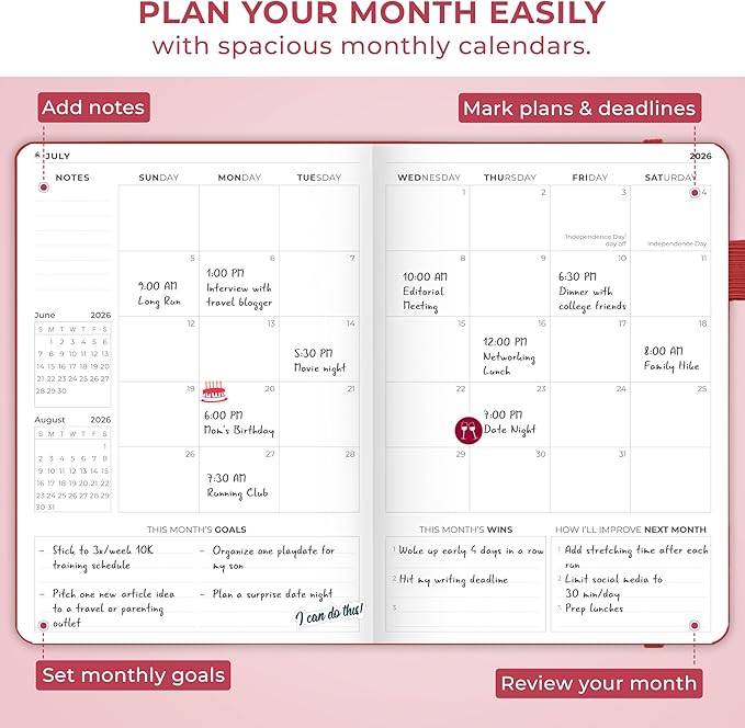 Clever Fox Dated Planner Premium 2026 – Weekly Agenda for Planning & Time Management –Notebook with Habit Tracker & To-do List (Red)