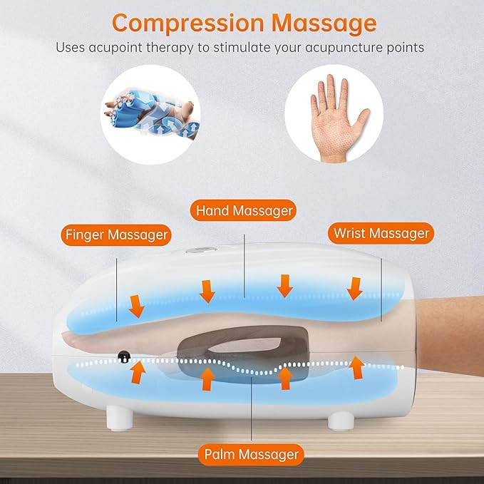 Snailax Hand Massager with Heat and Compression, for Arthritis, Carpal Tunnel and Finger Numbness, FSA Eligible, Cordless Electric Hand Massager for Palm & Wrist Circulation, Ideal Gifts for Women/Men