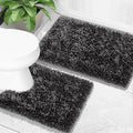 Yimobra Bathroom Rugs Sets 2 Piece, Soft Absorbent Bath Mat and U-Shaped Toilet Rug with Non Slip Backing, Luxury Shaggy Bath Mats for Bathroom, Machine Washable, 31.5"x20"+24"x20", Dark Grey