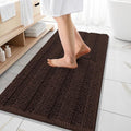 OLANLY Thick Bathroom Rugs 47x20, Extra Soft Absorbent Chenille Striped Bath Rugs, Rubber Backing, Machine Wash Dry, Bath Mats for Bathroom Floor, Tub and Shower, Home Decor Accessories, Brown