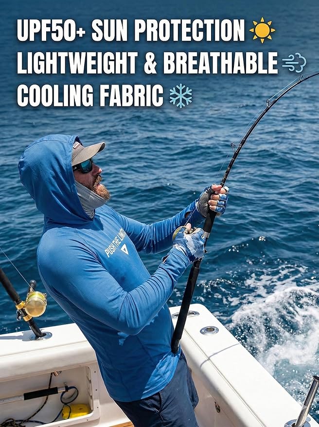 3-Pack Men's Compression Hoodie with Mask - Long Sleeve Winter Base Layer & Running Shirt - Sun Protection Fishing Gear