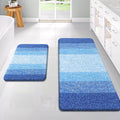 OLANLY Bathroom Rug Set 2 Piece, Soft Absorbent Microfiber Bath Rug Set, Non-Slip, Machine Wash Dry, Plush Shaggy Bath Mats for Bathroom (47"x20"+24"x16", Light Royal Blue)