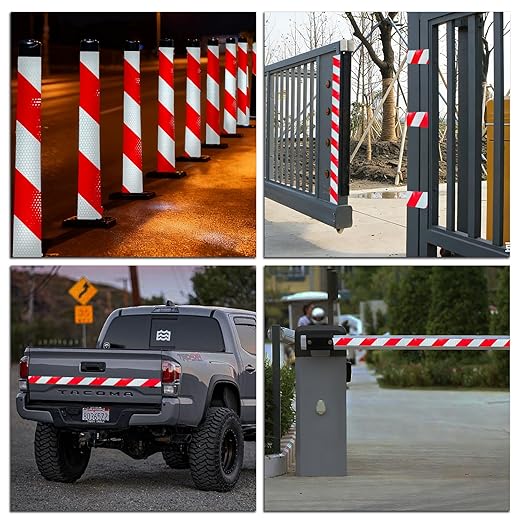 SWRT 2 Inch X 30 FT Reflective Tape Outdoor Waterproof Red & White Reflective Tape Strong Adhesive Caution Hazard Warning Tape Reflector Conspicuity Tape for Trailer Sign