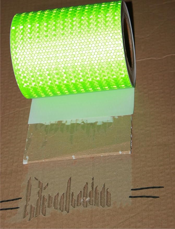 Green Reflective Tape Outdoor Waterproof 8 inch High Visibility Hazard Conspicuity Safety Industrial Marking Tape (66 feet)