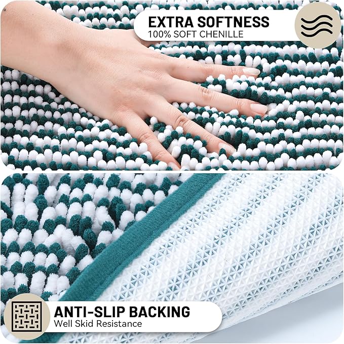 Ultra-Soft Bathroom Rug Set, 2-Piece – Absorbent, Non-Slip, Machine Washable Bath Mats for Bathroom, Shower, Sink, Kitchen （20" x 32" + 17" x 24"）