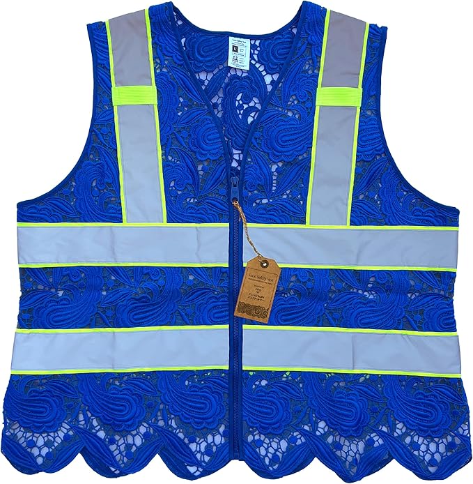Lace-Mesh Safety Vest for Women & Men - Breathable, High Visibility Vest with Zipper & ANSI Class 2 Reflective Strips