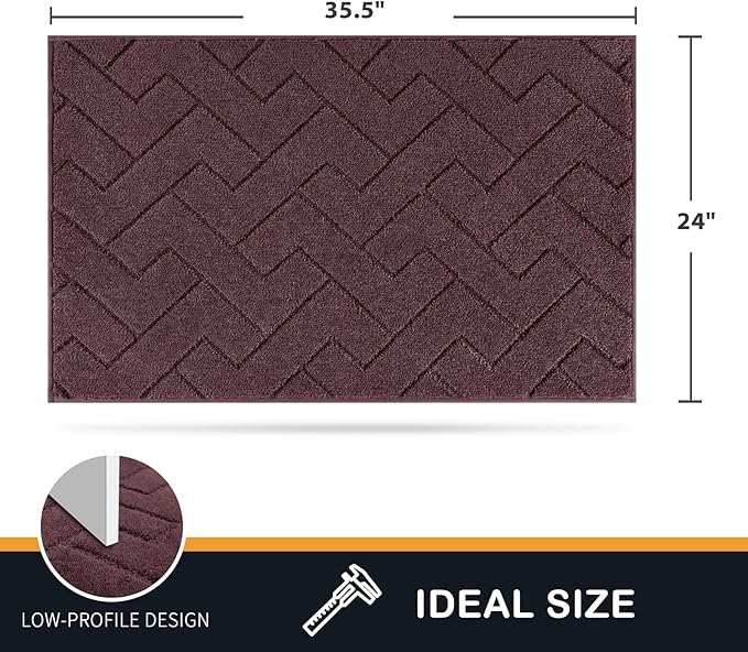 PURRUGS Dirt Trapping Door Mat 24" x 35.5", Non-Slip Machine Washable Entry Rug, Shoe Scraper, Dog Doormat, Super Absorbent Welcome Mat for Front & Back Door, Muddy Wet Shoes & Paws, Burgundy Red