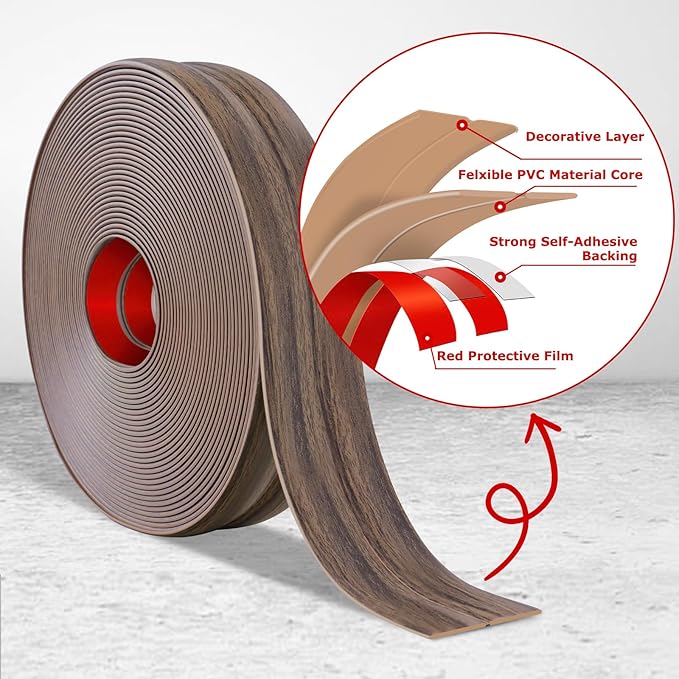 Flexible Wall Corner Protector Moulding Trim Peel and Stick Wall Corner Guards Edge Protector Self Adhesive Molding Trim Strip for Edge Ceiling (Smoked Brown Wood Grain, 2.4 in x 10 Ft)