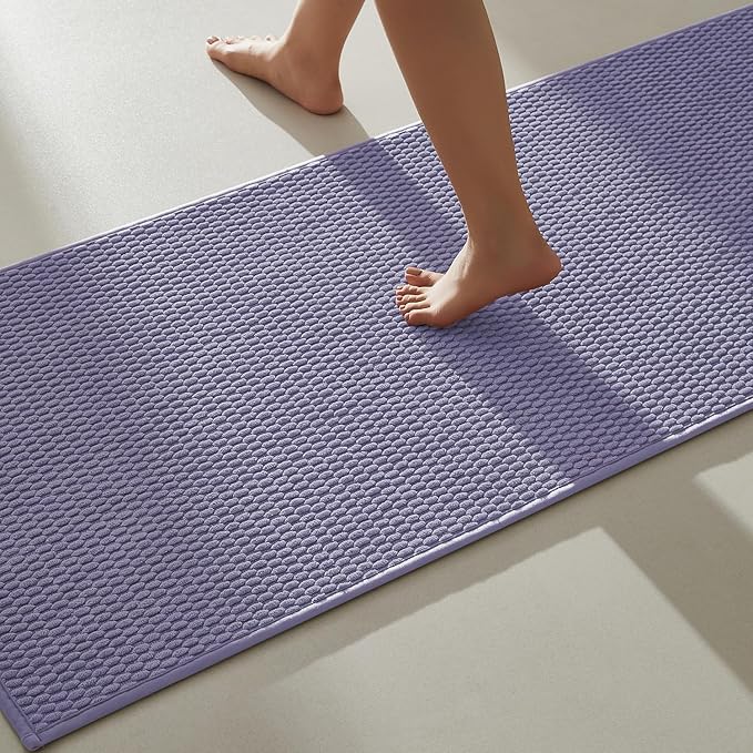 Bathroom Runner Rugs, Long Bath Mat Runner Washable Thin Quick Dry Low Pile Bathroom Runner Rugs Non Slip, Lavender 24"x70"