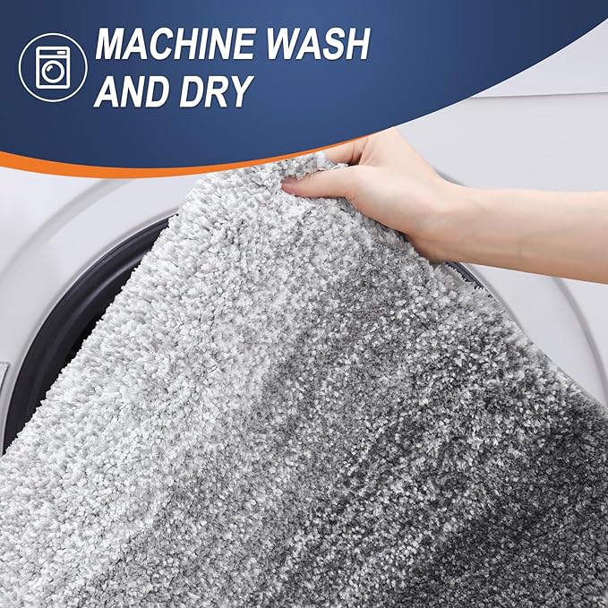 OLANLY Bathroom Rugs Mat 47x32, Extra Soft Absorbent Microfiber Bath Rugs, Rubber Backing, Quick Dry, Machine Washable Bath Mats for Bathroom Floor, Tub and Shower, Home Decor Accessories, Grey