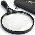 Large Magnifying Glass with LED Light (USB Rechargeable) and Hard Case, 45X 20X Handheld Illuminated Big Magnifier Loupe for Jewelry, Reading, Coins, Low Vision, Close Work
