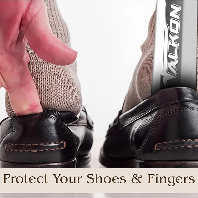 FALKON Shoe Horn Long Handle- Metal Shoe Horn Sets for Men, Women and Children, TSA Friendly