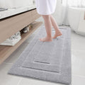 Buganda Bathroom Rugs, 59" x 24", Soft and Absorbent Microfiber Bath Rugs, Non-Slip Shaggy Shower Carpet, Machine Wash Dry Bath Mats for Bathroom Floor, Tub and Shower, Grey