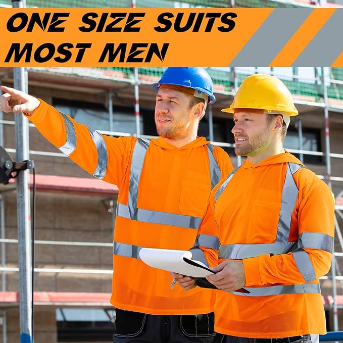 Amylove 4 Pcs Reflective Safety T Shirt High Visibility Work Shirts Sun Protection Construction