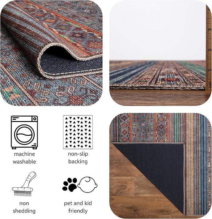 Keen Home Design 3x5 Rug - Machine Washable Entry Rug with Non-Slip Backing, Ideal for Enteryway, Kitchen, Bathroom, Laundry Room - Vintage, Easy Clean, Durable, Low Pile Rug - (3' x 5')