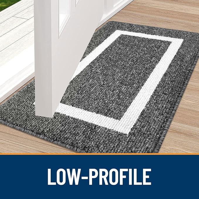 OLANLY Indoor Door Mat, 30x17, Non-Slip Absorbent Resist Dirt Entrance Mat, Washable Low-Profile Inside Entry Doormats for Entryway, Black