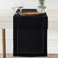 D'Moksha Homes Linen Black Table Runner 120 Inches Long - 100% Pure Linen Hemstitch 14 x 120 Inch Table Runner for Dining, Spring, Easter - Classic Hemstitch