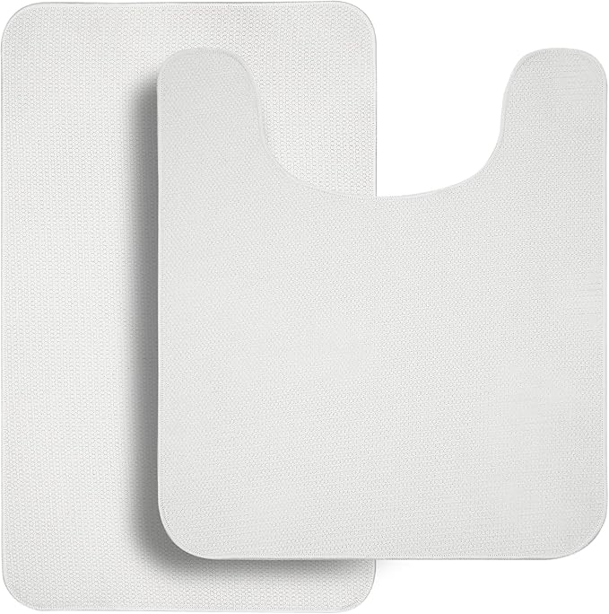 Bathroom Rugs Set 2 Pieces,Thin Bathroom Mats,Toilet Rugs,Quick Dry,Non-Slip,Machine Washable,Low Pile,Absorbent Bath Mats,Shower,Sink,Home Decor Accessories.Cream,1'5"x2'3"+1'8"x2" U Shape