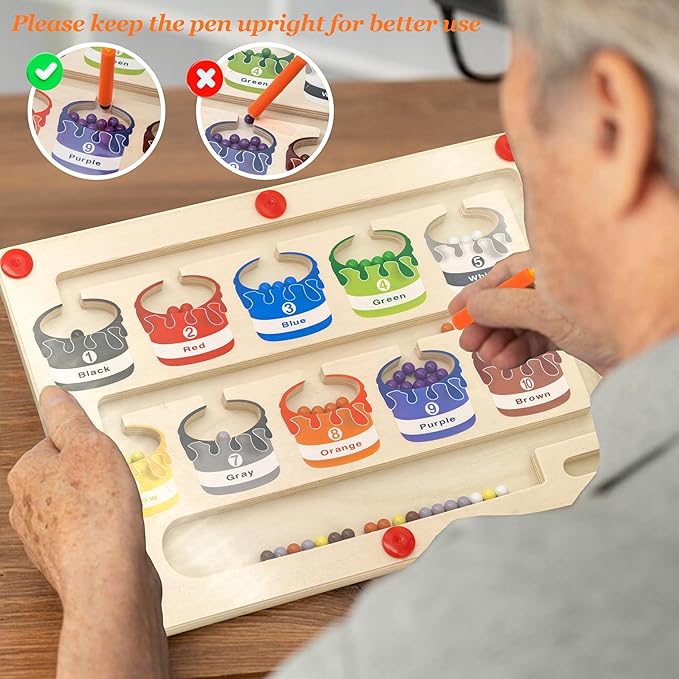 Memory Games for Seniors with Dementia, Dementia Products for Elderly, Magnetic Color & Number Alzheimers Toy for Parkinson Patients, Easy Sorting Activity Matching Cognitive Board Gadget Gift