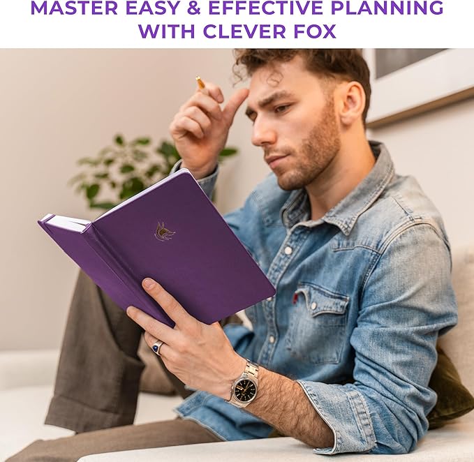 Clever Fox Dated Planner Premium 2026 – Weekly Agenda for Planning & Time Management –Notebook with Habit Tracker & To-do List (Purple)