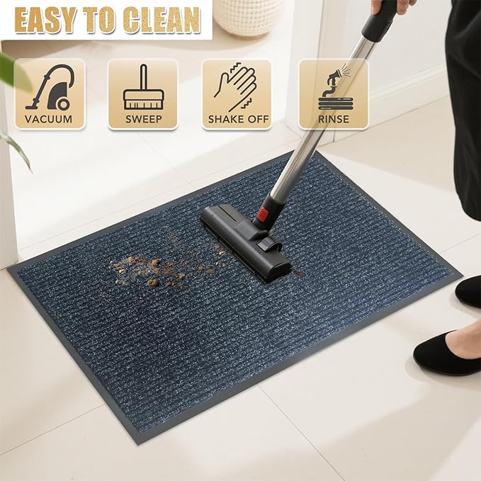 Front Door Mat,2'x6'Indoor Outdoor Door Mat,Heavy Duty Durable Welcome,Commercial Floor Mats Inside Outside Entrance, Waterproof All-Season, All-Weather Non Slip Backing Doormat for Entryway,Black