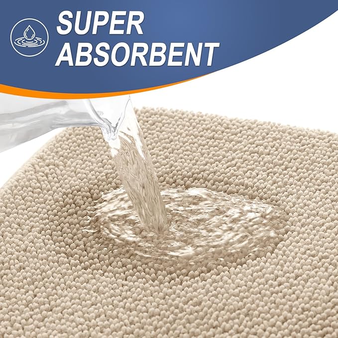 OLANLY Thick Memory Foam Bath Mat Rug 40x32, Extra Soft Absorbent Bathroom Rug, Quick Dry Bath Mats, Non-Slip, Machine Washable Carpet for Bathroom, Tub and Shower, Home Decor Accessories, Beige