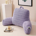Reading Pillow for Sitting in Bed, Large Backrest Reading Pillow with Arm Rest,Back-Rest Support Cushion for Sit Up on Couch, Sofa, and Floor (Light Purple Corduroy, Standard(17"))