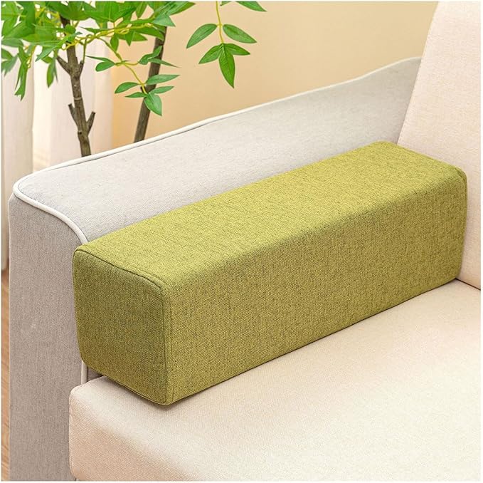 Couch Arm Rest Pillow, High Density Foam Armrest Cushion Removable Pillowcase Washable Elbow Support, Thicken High Density Foam Pad for Recliner Sofa, Bed, Armchair(Green,23.6X7.1X7.1in)