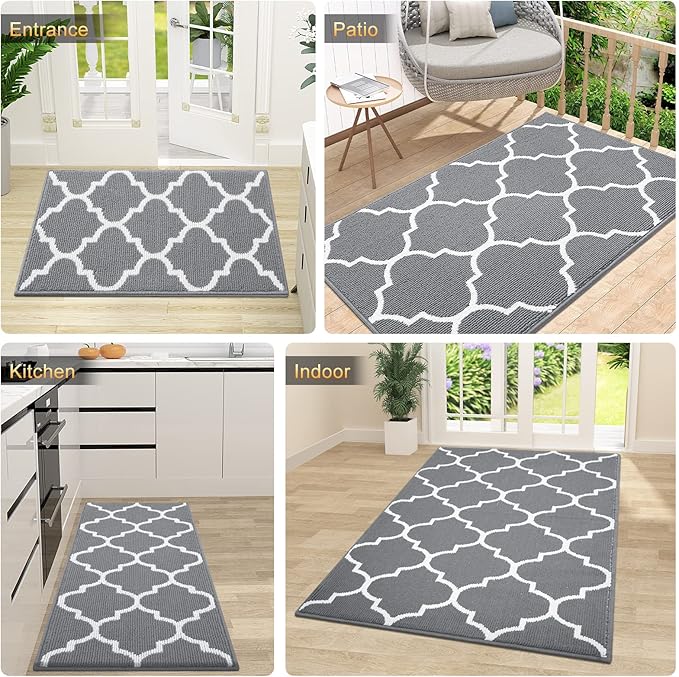 OLANLY Indoor Door Mat, 30x17, Non-Slip Absorbent Resist Dirt Entrance Mat, Washable Low-Profile Inside Floor Doormats for Entryway, Grey