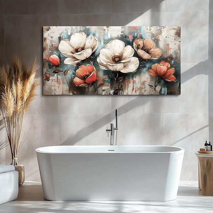 FUHAIHUA Canvas Wall Decor For Bedroom Large Wall Art For Living Room Office Decorations Boho Wall Pictures Flowers Landscape Paintings Artwork Aesthetic Posters Ready To Hang Home Decor 24x48 In