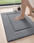 DEXI Bathroom Rugs 32x20, Washable Non Slip Bath Mat for Shower Floor, Absorbent Quick Dry Bathmat with Rubber Backing, Ultra Soft Plush Carpet for Tub, Grey