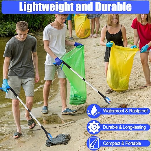 6 Pack 32 Inch Commercial Trash Grabber for Elderly Assist, Heavy Duty Lightweight Reacher with Ergonomic Handle & Non-Slip Grip, Multi-Use Outdoor Home Garden Cleanup Mobility Aid Tool (6, Colorful)