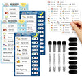 Chore Chart for Kids: Dry Erase Visual Schedule, Magnetic Bedtime/Morning Routine Chart - Toddler Chore Board, Checklist, To Do List for Kids (2 morning checklists, 2 bedtime checklists)