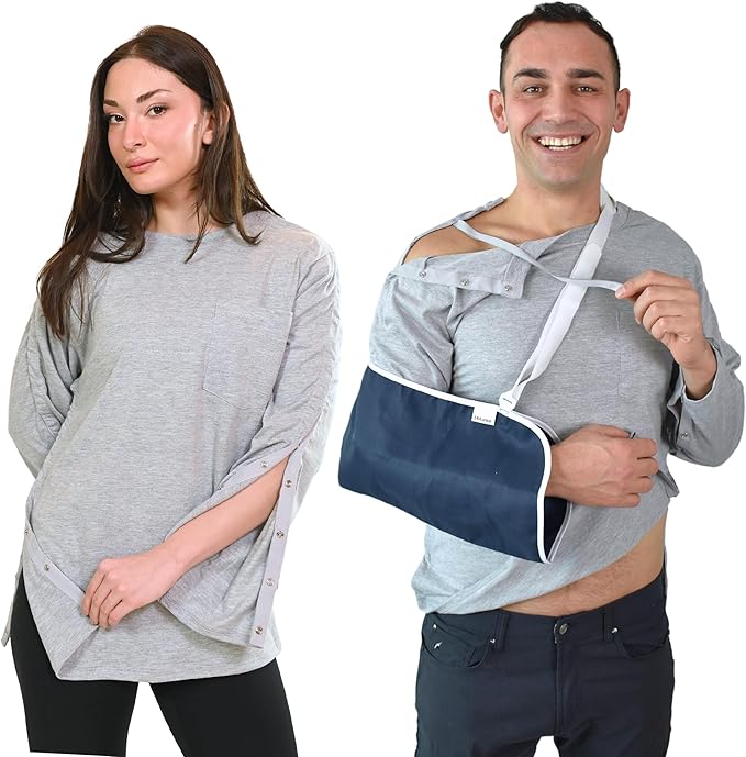 Inspired Comforts Unisex Post-Surgery/Dialysis Shirt | Full Tearaway Design with Easy-Open Shoulder, Arm & Side Snaps