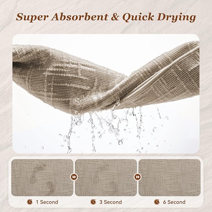 AMOAMI Bath Mat Non Slip Super Absorbent Quick Dry Bath Mats for Bathroom Floor Rubber Backing Washable Bathroom Rugs Modern Woven Jacquard Mat, Beside Tub Bath Rugs, 2' x 6', Brown