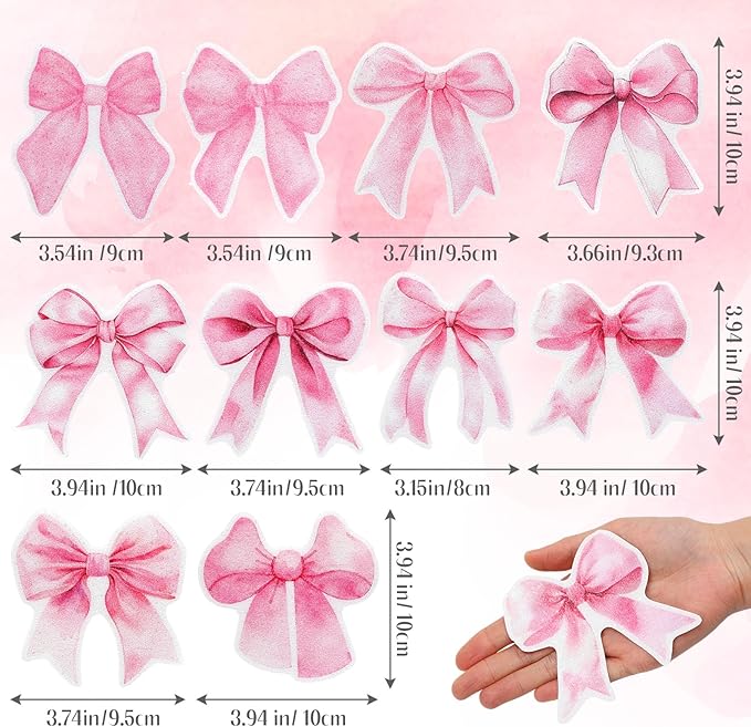 Marspark 30 Pcs Pink Bow Non Slip Bathtub Stickers Cute Bow Anti Slip Shower Stickers with Scraper Pink Bathroom Accessories Coquettish Preppy Girly Women Decor for Bathroom Bathtub