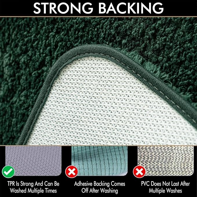 MIULEE Christmas Dark Green Bathroom Rugs Non Slip Bath Mat 24'' x 40'' Shaggy Soft Bath Rug Plush Microfiber Absorbent Water for Shower Tub Machine Washable (24x40 Inches)