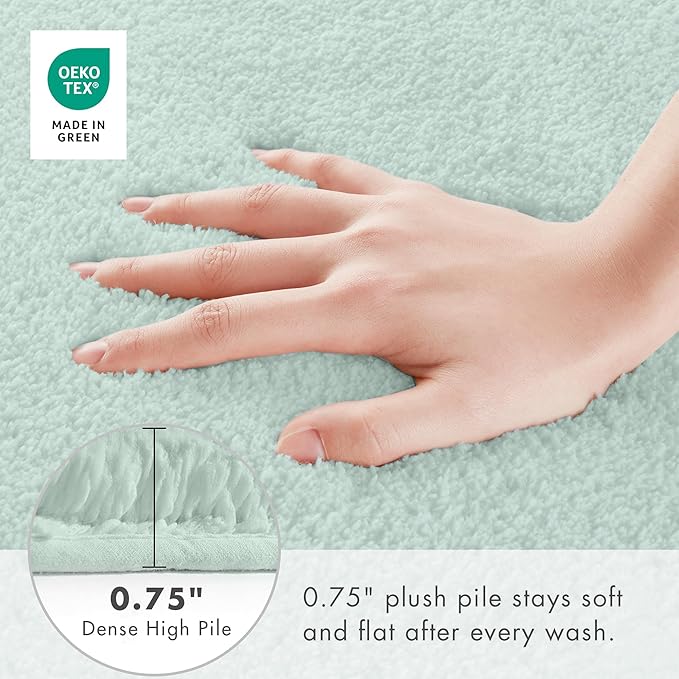 Madison Park Signature Marshmallow Bathroom Rug Non Slip, Luxrurious Plush Bath Mat, Absorbent, Quick Dry, Spa Design Bath Room Décor, 24x40, Seafoam