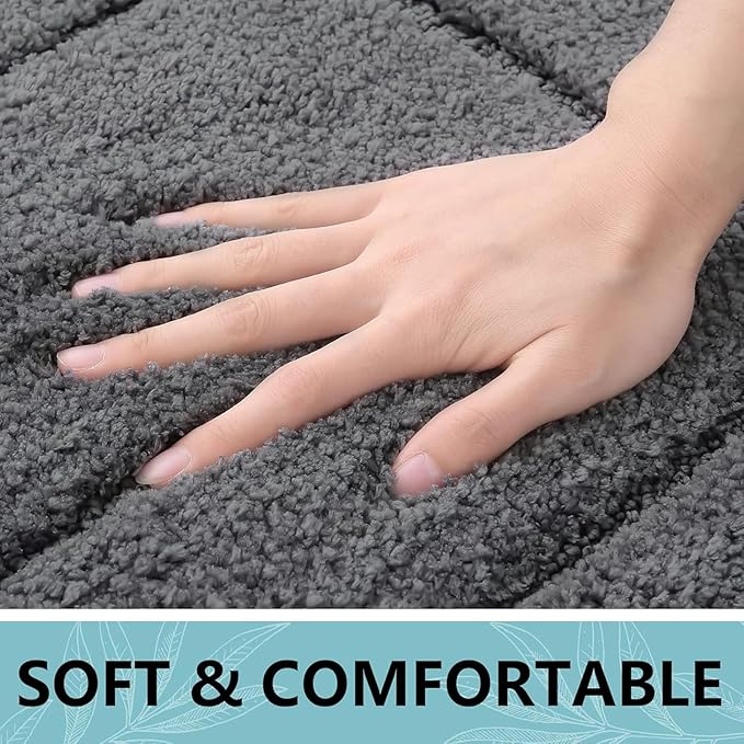 Buganda Bathroom Rugs, 47" x 20", Soft and Absorbent Microfiber Bath Rugs, Non-Slip Shaggy Shower Carpet, Machine Wash Dry Bath Mats for Bathroom Floor, Tub and Shower, Dark Grey