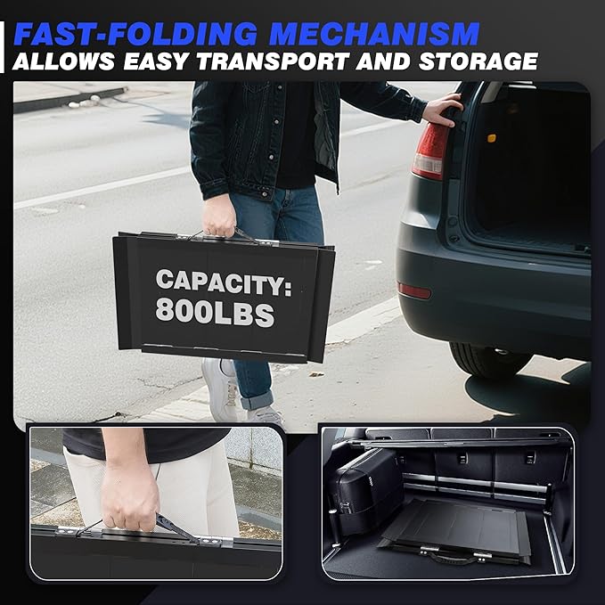 2FT Portable Wheelchair Ramp with Quick-Lock, Black Seamless Non-Slip Aluminum Folding Handicap Ramp,Threshold Ramp for Doorways, Wheel Chair Ramp for Home Steps, Loading Dock Plates