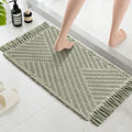 H.VERSAILTEX Waffle Bath Mat Super Absorbent Boho Bath Mat Non Slip Bath Rugs for Bathroom Floor Machine Washable Dry Fast Bathroom Rugs with Handmade Tassels, 17" x 24", Sage