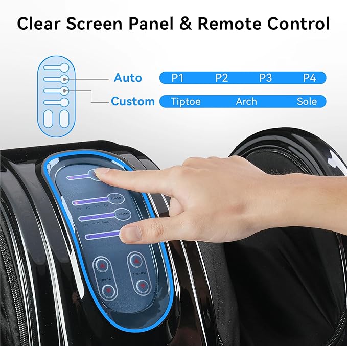 FLEXISPOT Premium Shiatsu Foot Massager with Remote Control – Deep Kneading & Rolling Therapy for Feet, Ankles, Calves, and Legs – Pain Relief & Circulation Booster for Home and Office (Black)