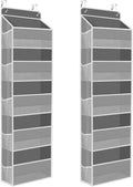 2 Pack Over The Door Organizer, Hanging Storage Organizer with Clear Window, 40lb Ultra Sturdy Large Capacity Room Organizer for Pantry Laundry Bathroom Nursery Closet (Grey)