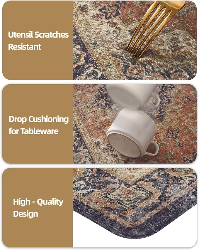 Color&Geometry Anti Fatigue Kitchen Mats for Floor 24x59, Vintage Decor, Easy Clean, Waterproof & Oil Proof, 0.4" Thick Cushioned, Non-Slip Kitchen Runner Rug for Sink, Laundry, Office, Warm Coral