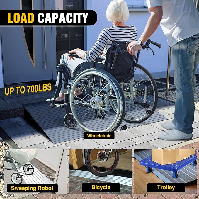 Nilight Door Threshold Ramp, 4" Rise Portable Aluminum Wheelchair Door Entry Ramps for Sheds Doorways Home Steps