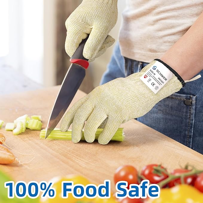 SlicePro ANSI A9 Cut Resistant Gloves PR1501, Food Grade Reliable Cutting Glove, Mandoline Glove for Kitchen Meat Cutting, Oyster Shucking, Fish Fillet Processing, Wood Working (150 Pairs, L)