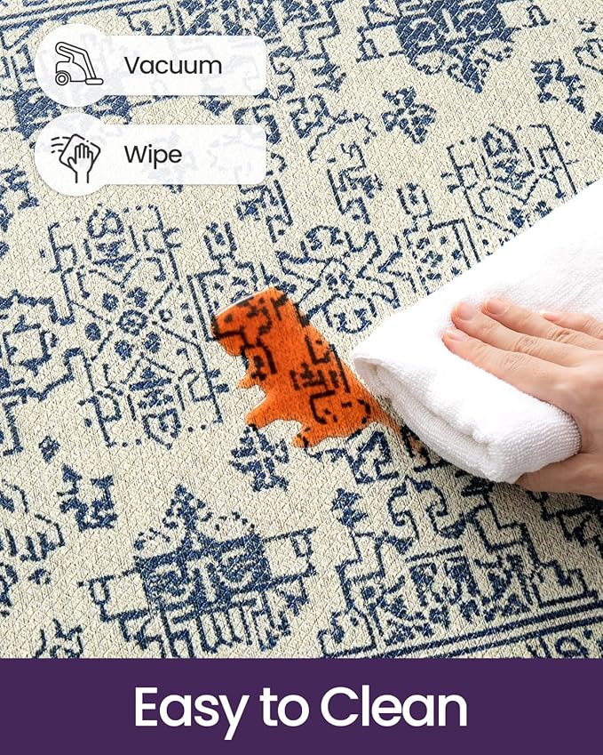 DEXI Kitchen Mats for Floor Cushioned, 23x86 Extra Large Long Runner Rug Non Slip, Waterproof Soft Comfort Standing Padded Anti Fatigue Decorative, Blue White